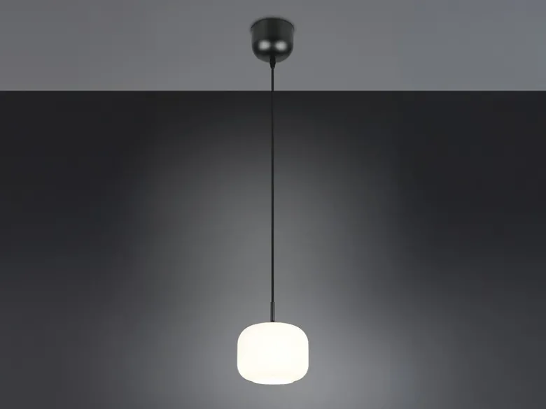 Kleine LED Pendelleuchte einflammig mit Glas Lampenschirm Weiß Ø 15cm