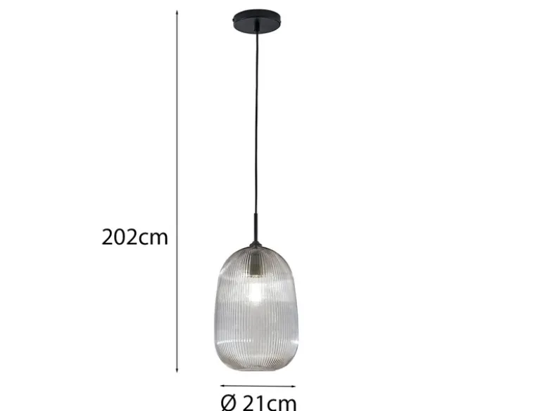 Kleine LED Pendelleuchte einflammig mit Glasschirm Rauchglas Ø 21cm