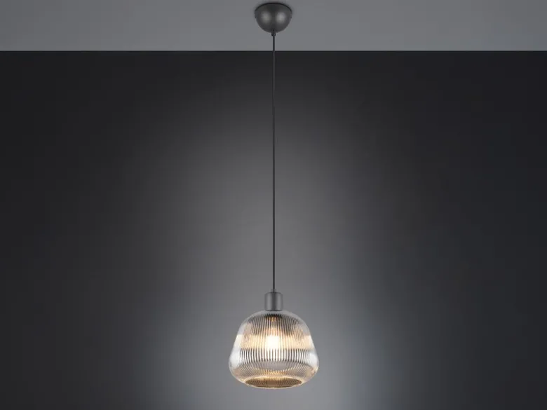 Kleine LED Pendelleuchte 1-flammig mit Glasschirm Chrom bedampft, Ø 22cm