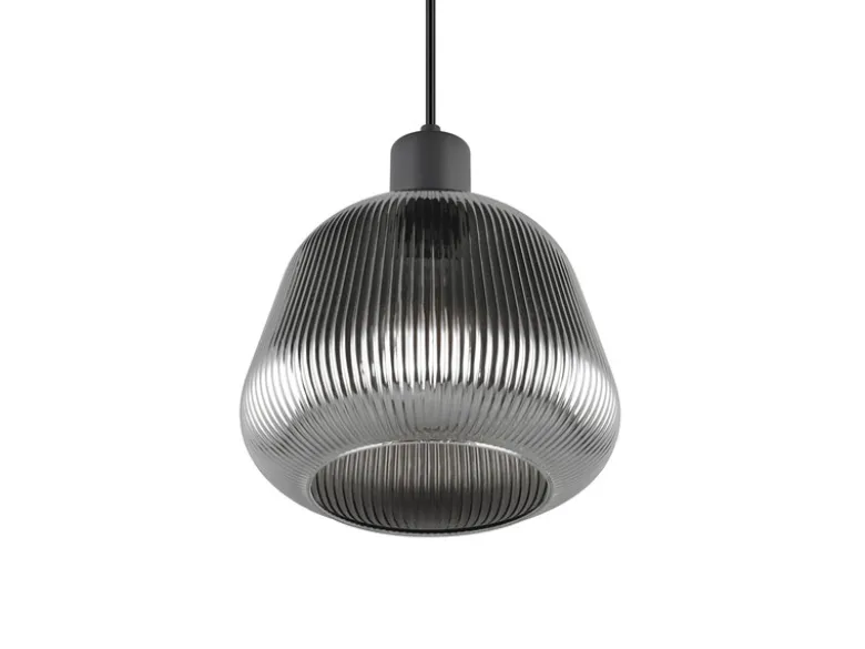 Kleine LED Pendelleuchte 1-flammig mit Glasschirm Chrom bedampft, Ø 22cm