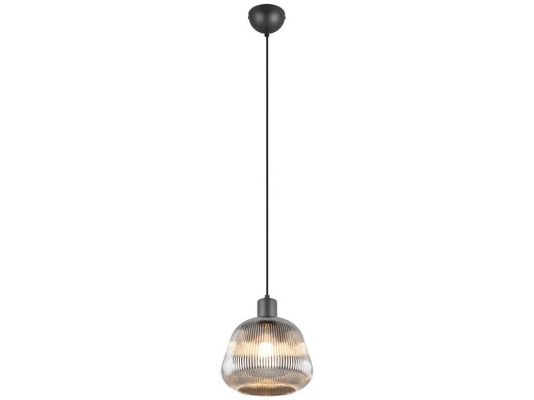Kleine LED Pendelleuchte 1-flammig mit Glasschirm Chrom bedampft, Ø 22cm