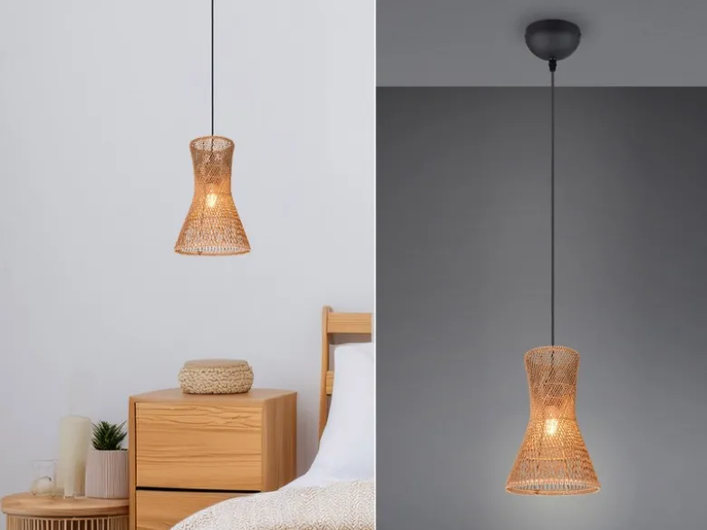 Kleine LED Pendelleuchte 1-flammig mit Lampenschirm aus Papiergarn, Ø 20cm