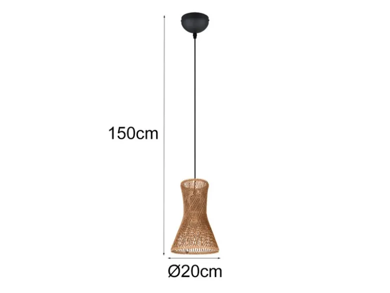 Kleine LED Pendelleuchte 1-flammig mit Lampenschirm aus Papiergarn, Ø 20cm