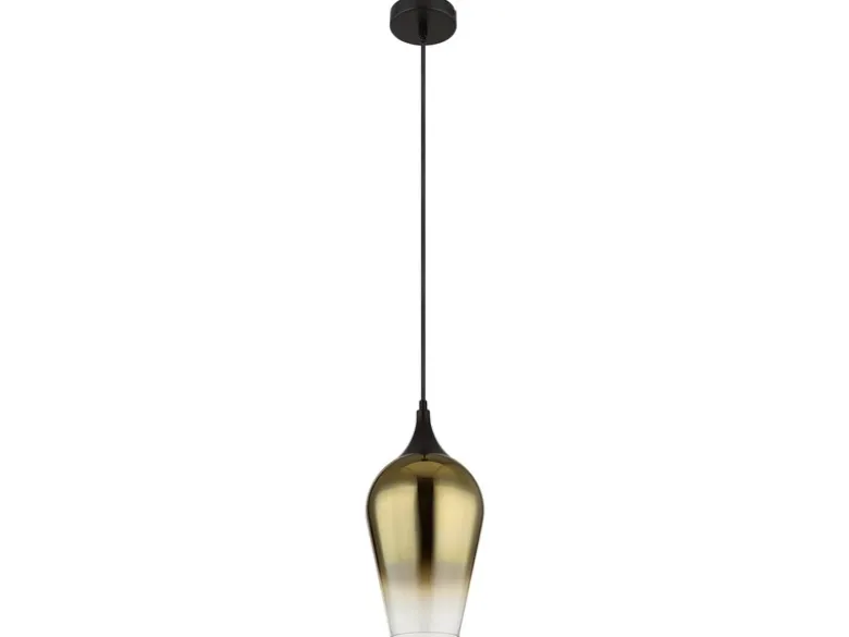 Kleine LED Pendelleuchte 1-flammig Glas Lampenschirm Gold, Ø 18cm