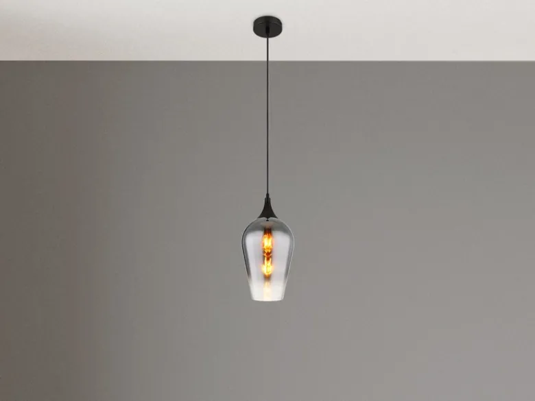 Kleine LED Pendelleuchte 1-flammig Rauchglas Lampenschirm, Ø 18cm