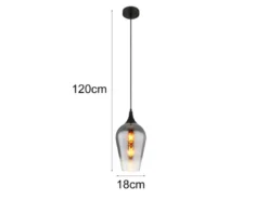 Kleine LED Pendelleuchte 1-flammig Rauchglas Lampenschirm, Ø 18cm