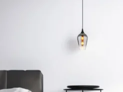 Kleine LED Pendelleuchte 1-flammig Rauchglas Lampenschirm, Ø 18cm