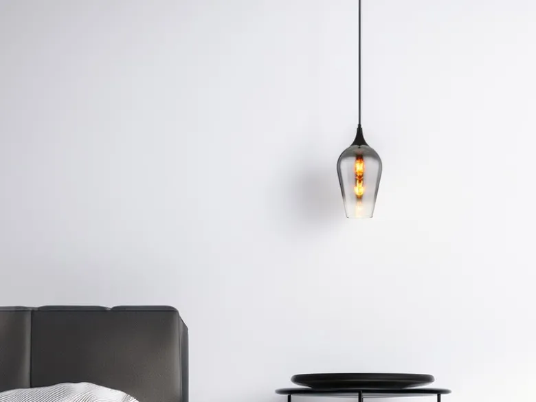 Kleine LED Pendelleuchte 1-flammig Rauchglas Lampenschirm, Ø 18cm