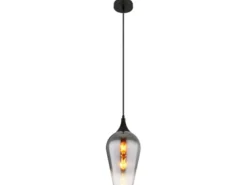 Kleine LED Pendelleuchte 1-flammig Rauchglas Lampenschirm, Ø 18cm
