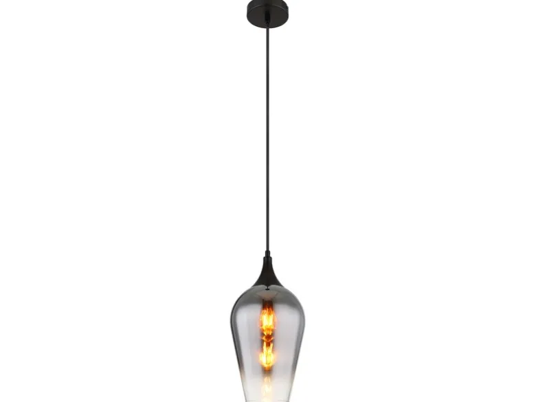 Kleine LED Pendelleuchte 1-flammig Rauchglas Lampenschirm, Ø 18cm