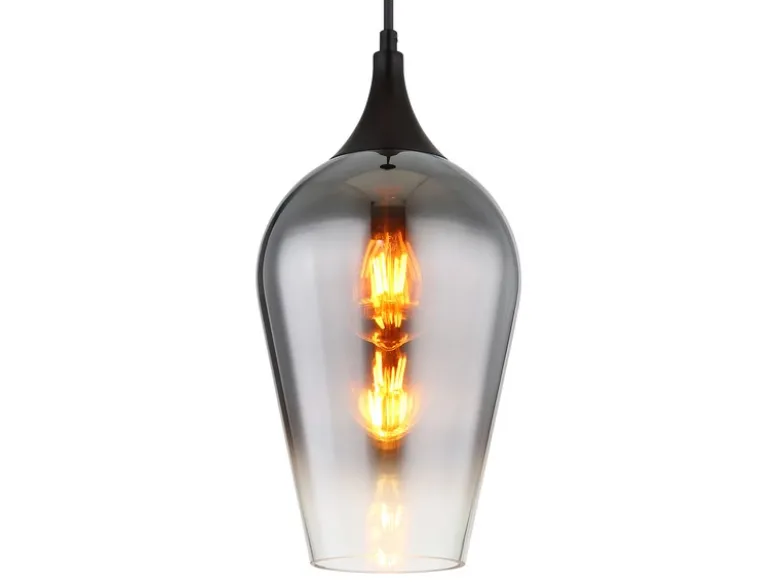 Kleine LED Pendelleuchte 1-flammig Rauchglas Lampenschirm, Ø 18cm