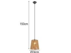 Kleine LED Pendelleuchte 1-flammig mit Lampenschirm aus Papiergarn, Ø 24cm