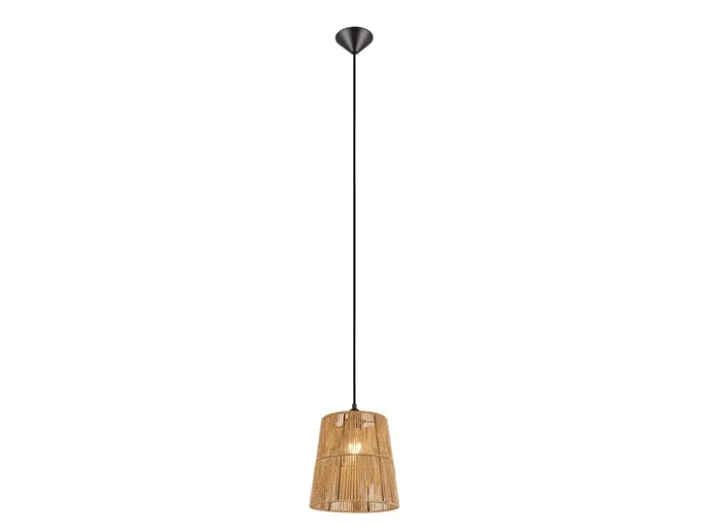 Kleine LED Pendelleuchte 1-flammig mit Lampenschirm aus Papiergarn, Ø 24cm