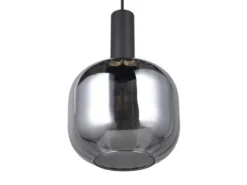 Kleine LED Pendelleuchte 1-flammig mit Glasschirm Chrom bedampft, Ø 20cm