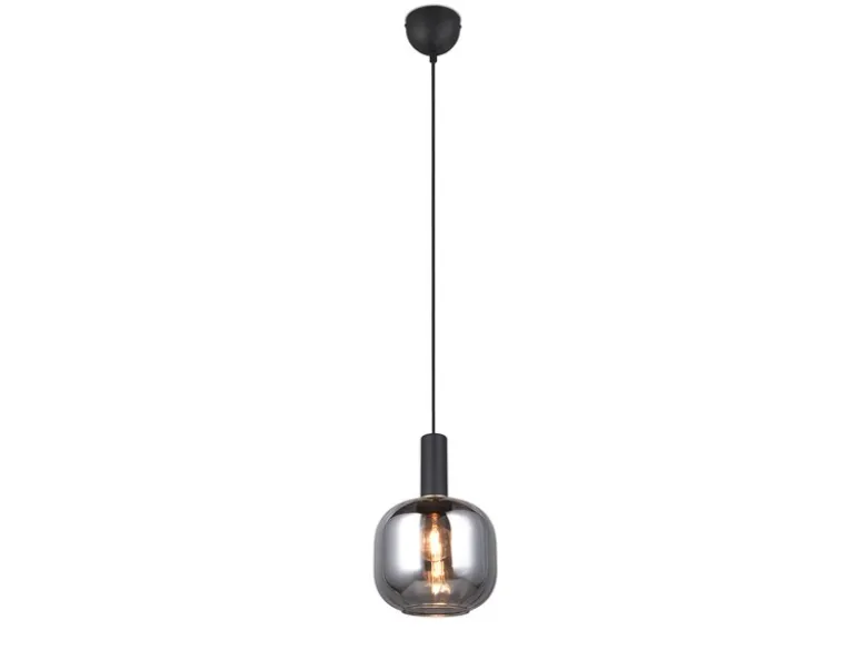 Kleine LED Pendelleuchte 1-flammig mit Glasschirm Chrom bedampft, Ø 20cm