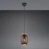 Kleine LED Pendelleuchte in Schwarz/Gold mit ausgefallenem Stanzmuster, Ø 15cm