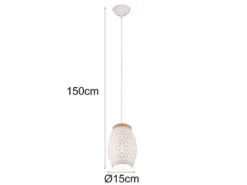 Kleine LED Pendelleuchte in Weiß mit ausgefallenem Stanzmuster, Ø 15cm