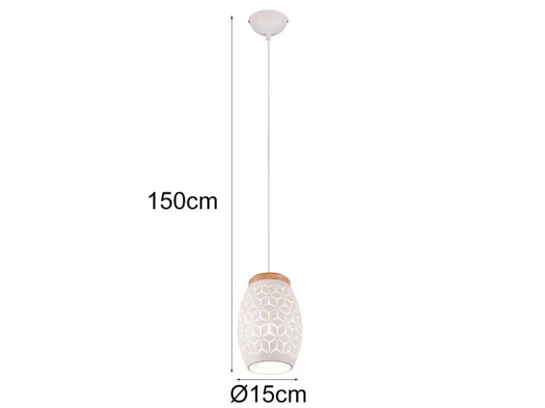 Kleine LED Pendelleuchte in Weiß mit ausgefallenem Stanzmuster, Ø 15cm
