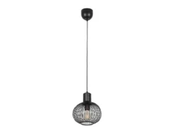 Kleine LED Pendelleuchte mit Gitter Lampenschirm Schwarz, Ø 23cm