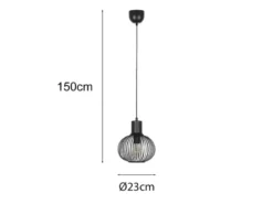 Kleine LED Pendelleuchte mit Gitter Lampenschirm Schwarz, Ø 23cm