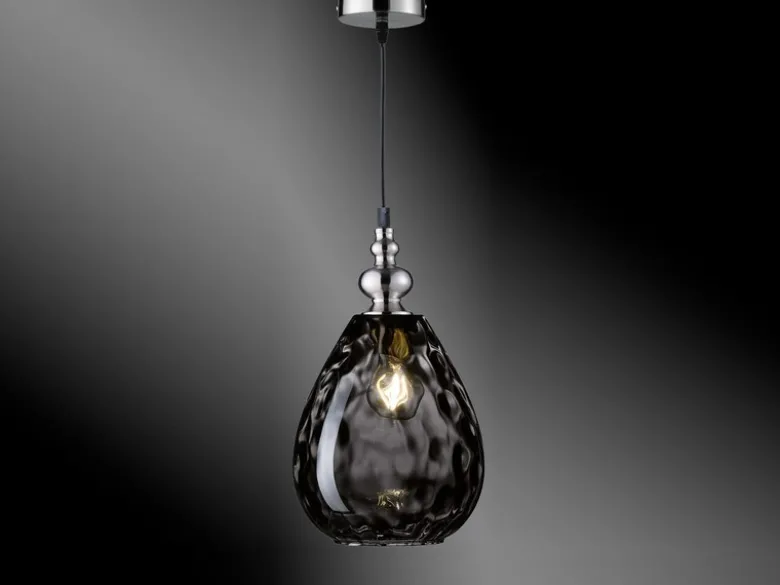 Kleine LED Pendelleuchte mit Rauchglas Lampenschirm, Ø 20cm