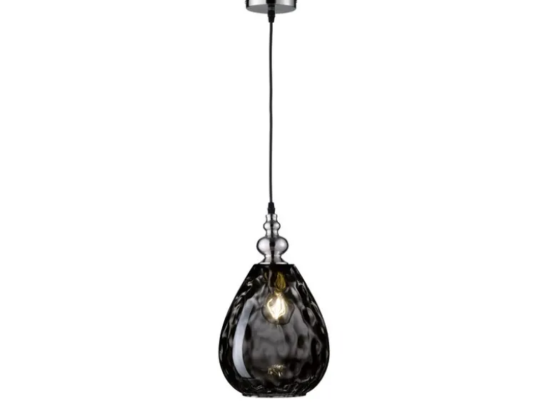 Kleine LED Pendelleuchte mit Rauchglas Lampenschirm, Ø 20cm