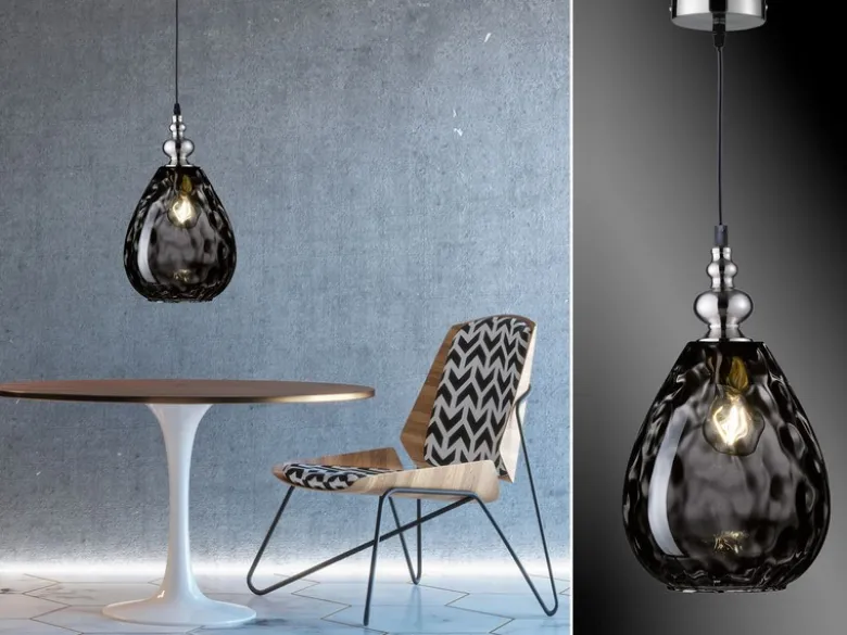 Kleine LED Pendelleuchte mit Rauchglas Lampenschirm, Ø 20cm