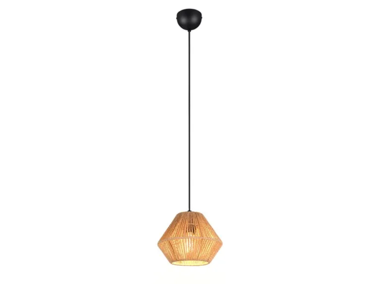 Kleine LED Pendelleuchte mit Lampenschirm aus geflochtenem Papiergarn, Ø 20cm