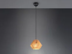 Kleine LED Pendelleuchte mit Lampenschirm aus geflochtenem Papiergarn, Ø 20cm