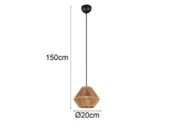 Kleine LED Pendelleuchte mit Lampenschirm aus geflochtenem Papiergarn, Ø 20cm