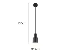 Kleine LED Pendelleuchte mit Metall Lampenschirm Schwarz, Ø 12cm