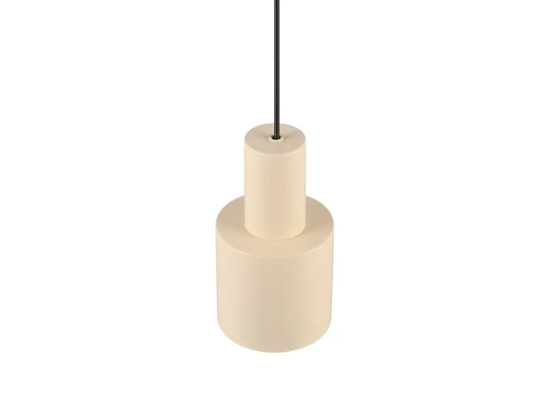 Kleine LED Pendelleuchte mit Metall Lampenschirm Beige, Ø 12cm