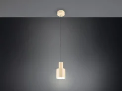 Kleine LED Pendelleuchte mit Metall Lampenschirm Beige, Ø 12cm