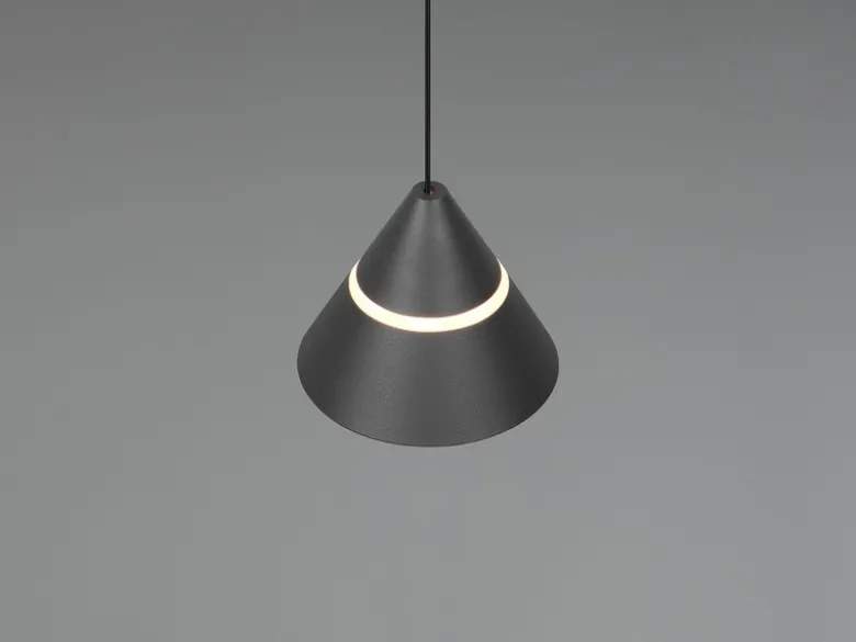 Kleine LED Pendelleuchte ROMEO höhenverstellbar, einflammig, Schwarz Ø 10cm