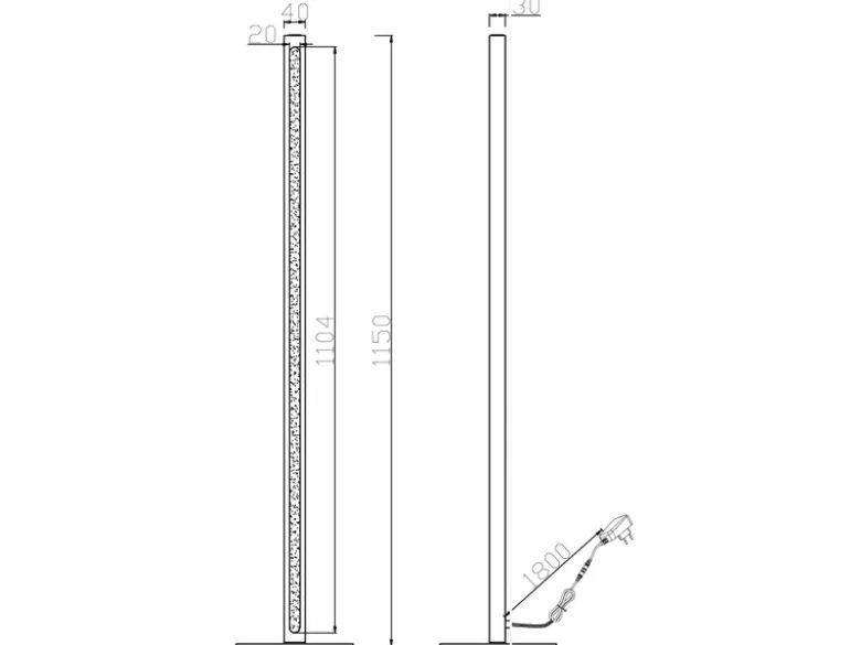 Kleine LED Stehlampe BELLARI aus Holz mit Touch Dimmer, Höhe 115cm