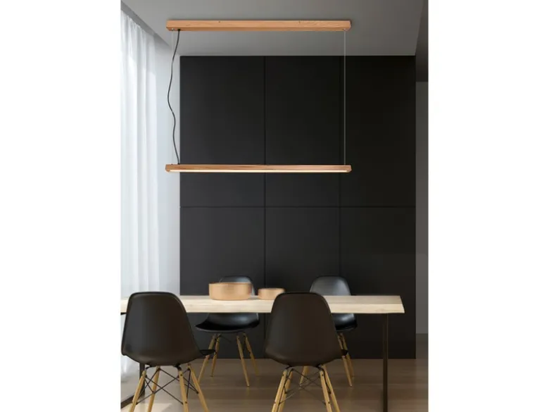 Kleine LED Stehlampe BELLARI aus Holz mit Touch Dimmer, Höhe 115cm