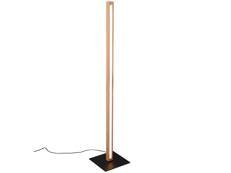 Kleine LED Stehlampe BELLARI aus Holz mit Touch Dimmer, Höhe 115cm