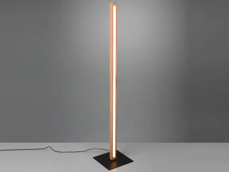 Kleine LED Stehlampe BELLARI aus Holz mit Touch Dimmer, Höhe 115cm