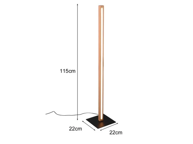 Kleine LED Stehlampe BELLARI aus Holz mit Touch Dimmer, Höhe 115cm