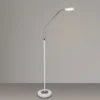 Kleine LED Stehlampe SANDOR Leselampe dimmbar aus Metall Weiß & Chrom Höhe 130cm