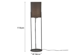 Kleine LED Stehlampe Schwarz mit Stoffschirm innen Gold, Höhe 114cm
