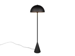Kleine LED Stehleuchte in Pilzform aus Metall Schwarz, Höhe 130cm