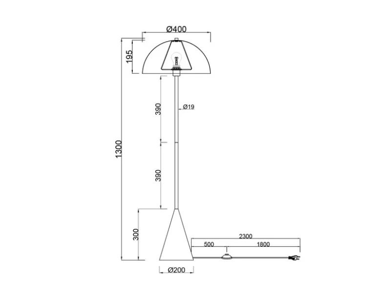 Kleine LED Stehleuchte in Pilzform aus Metall Schwarz, Höhe 130cm