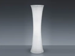 Kleine LED Stehleuchte Lichtsäule aus Stoff in Weiß Zylinder, Höhe 123cm