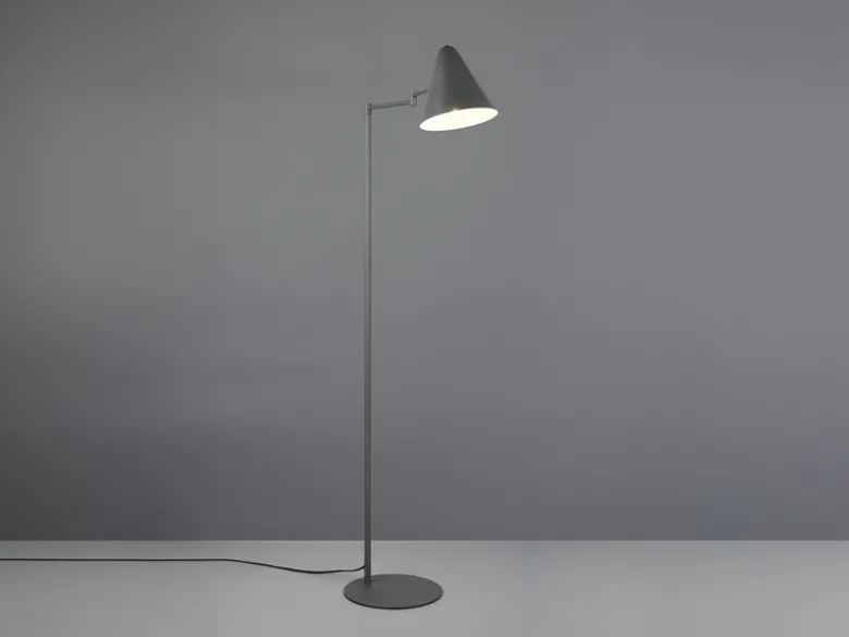 Kleine LED Stehleuchte mit Schwenkarm aus Metall Anthrazit, Höhe 126,5cm