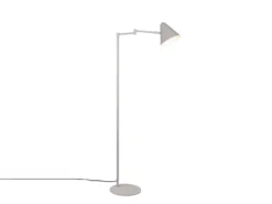 Kleine LED Stehleuchte mit Schwenkarm aus Metall Hellgrau, Höhe 126,5cm