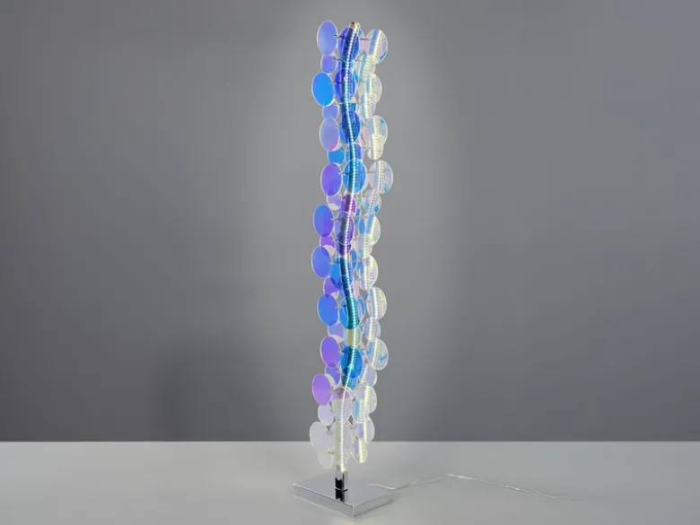 Kleine LED Stehleuchte PULSE aus irisierendem Kunststoff, Höhe 119cm