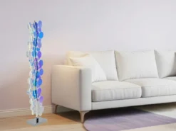 Kleine LED Stehleuchte PULSE aus irisierendem Kunststoff, Höhe 119cm