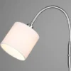 Kleine LED Stehleuchte Silber mit Flexarm und Stoffschirm Weiß, Höhe 130cm