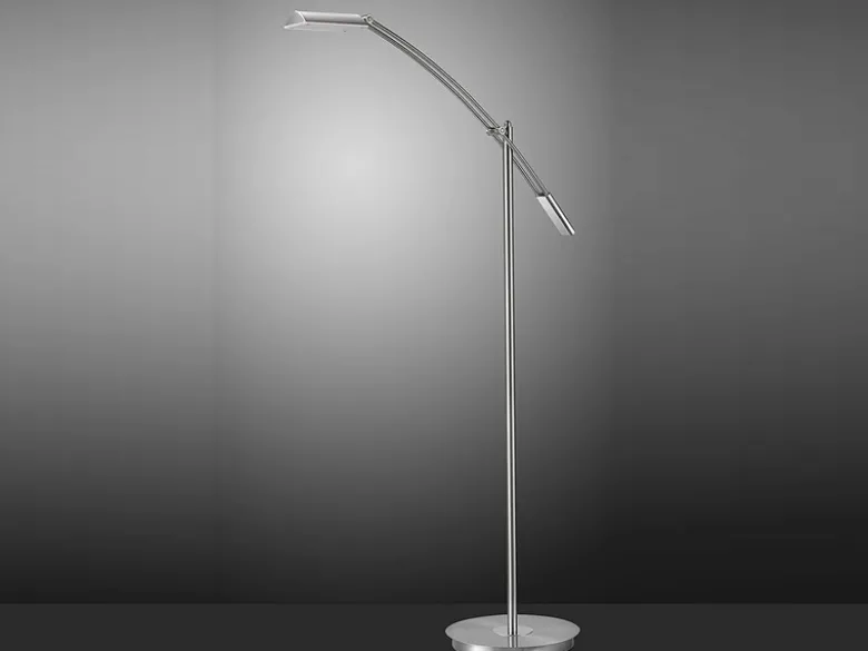Kleine LED Stehleuchte VERONA dimmbar & schwenkbar in Silber, Höhe 126cm